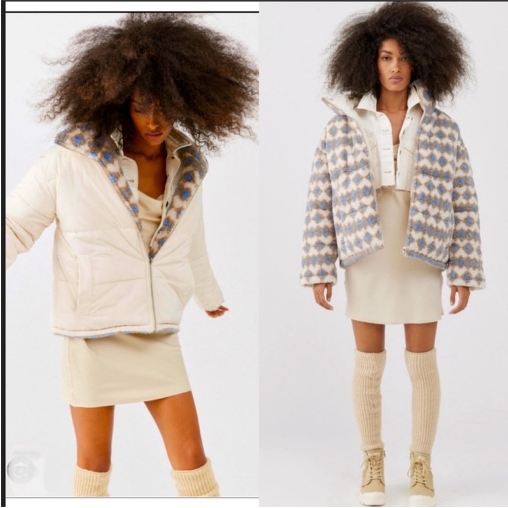 New UO puffer Reversible Fleece Puffer urban outfitters jacket UO coat UO top